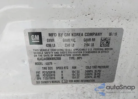 2019 Buick Encore Fwd Preferred из США, поврежденный, VIN KL4CJASB6KB952808